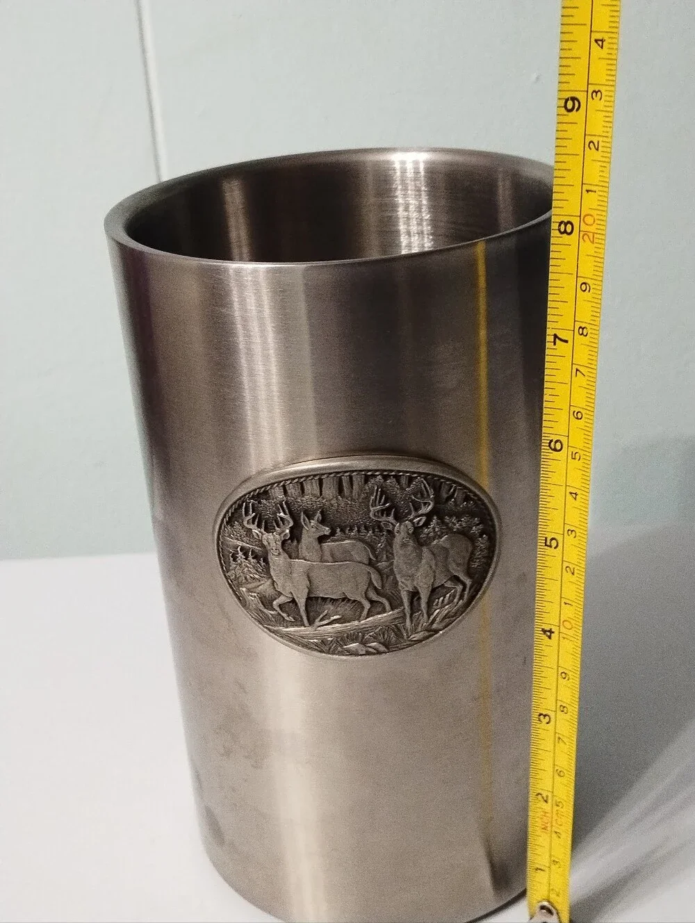 Brushed Stainless Steel Deer Embossed Wine Cooler Or Chiller